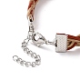 Cowhide Leather Braided Twist Rope Shape Cord Bracelets with Brass Clasp for Women