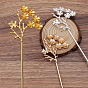 Iron Hair Stick Findings, with Alloy Rhinestone Setting, Flower