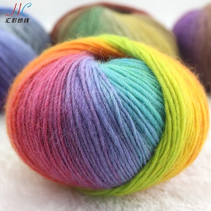Gradient Color Wool Thread, Section Dyed Icelandic Wool Thread, Soft and Warm, for Hand-woven Shawl Scarf Hat
