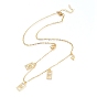 Brass Micro Pave Clear Cubic Zirconia Pendant Necklaces, with 304 Stainless Steel Cable Chains