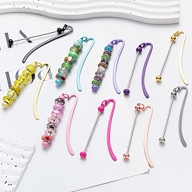 Candy Color Spray Printed Alloy Bookmarks, Iron Beadable Bar Hook Bookmark