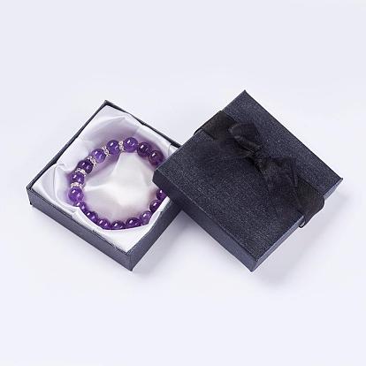 Gemstone Stretch Bracelets, with Rhinestone Spacer Beads