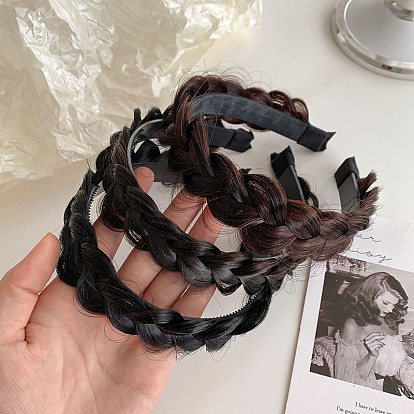Fashion Style Plastic Wig Braided Hair Bands, with Teeth Non-slip Hair Band Accessories for Women