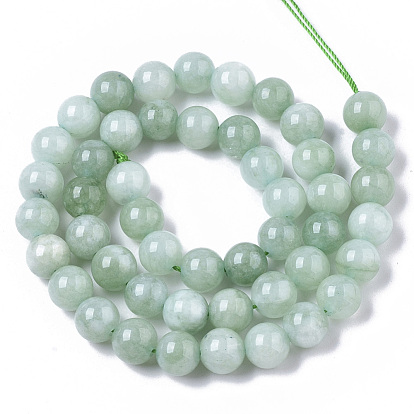 Perlas de cuarzo natural de hebras, teñido y climatizada, imitación de myanmar jade / color jade birmano, rondo