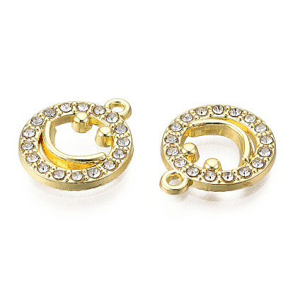 Rack Plating Alloy Pendants, with Crystal Rhinestone, Cadmium Free & Nickel Free & Lead Free, Smiling Face