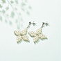 Серьги-гвоздики с плетеными звездами и стеклянным жемчугом, 304 ювелирные украшения из проволоки из нержавеющей стали для женщин