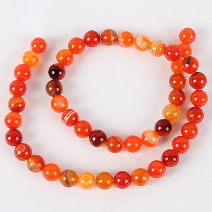 Natural Gemstone Agate Round Bead Strands, Dyed, 8mm, Hole: 1mm, about 49pcs/strand, 14.96 inch