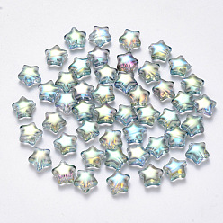 Transparent Spray Painted Glass Beads, AB Color Plated, Star