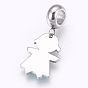 Ion Plating(IP) 304 Stainless Steel European Dangle Charms, Large Hole Pendants, with Enamel, Girl