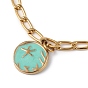 Enamel Starfish Charm Bracelet with Curb Chains, Golden 304 Stainless Steel Jewelry for Women