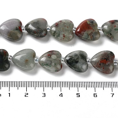 Natural African Bloodstone Beads Strands, with Seed Beads, Heart