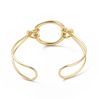 Браслет-манжета с круглым кольцом из латуни, проволочные украшения для женщин