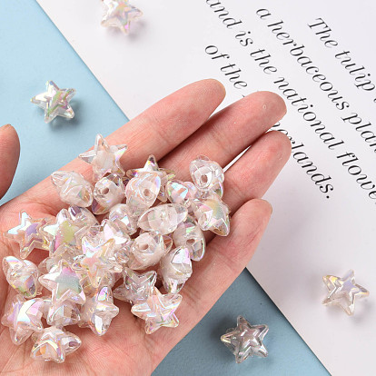 Perles acryliques transparentes, Perle en bourrelet, couleur ab , étoiles