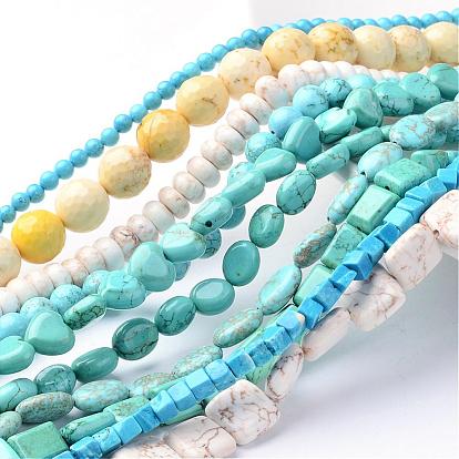 Natural Magnesite Bead Strands, Dyed & Heated, Mixed Shapes
