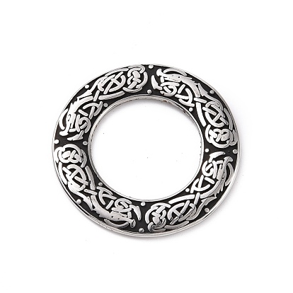 304 Stainless Steel Linking Ring, Polished, Round Ring with Dragon Pattern