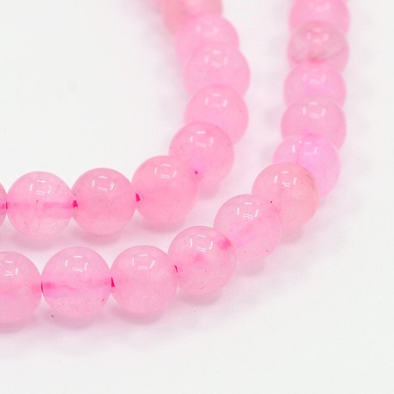 Naturelle quartz rose rond rangées de perles