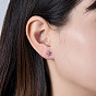 Cubic Zirconia Flower Stud Earrings, 925 Sterling Silver Post Earrings