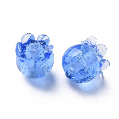 Transparent Handmade Bumpy Lampwork Beads, with Silver Glitter, Jellyfish