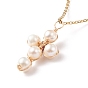 Collier pendentif croix tressée en pierres précieuses naturelles et perles, 304 bijoux en fil d'acier inoxydable pour femmes