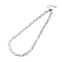 304 Stainless Steel Interlocking Triple Herringbone Chain Necklace for Men Women