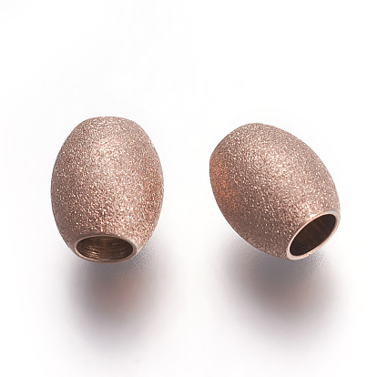 Revestimiento iónico (ip) 304 perlas de acero inoxidable, cuentas texturizadas, oval