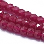 Natural Ruby/Red Corundum Beads Strands, Dyed & Heated, Faceted, Rondelle