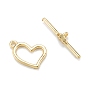 Brass Toggle Clasps, Long-Lasting Plated, Heart