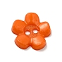 Boutons acryliques, 2-trou, teint, fleur, 15x15x3mm, Trou: 2mm