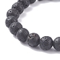 Bracelet extensible perlé rond en pierre de lave naturelle avec chalumeau mauvais œil, bijoux de pierres précieuses d'huile essentielle pour les femmes