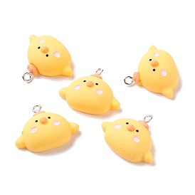 Resin Pendants, with Iron Accessories,Chicken