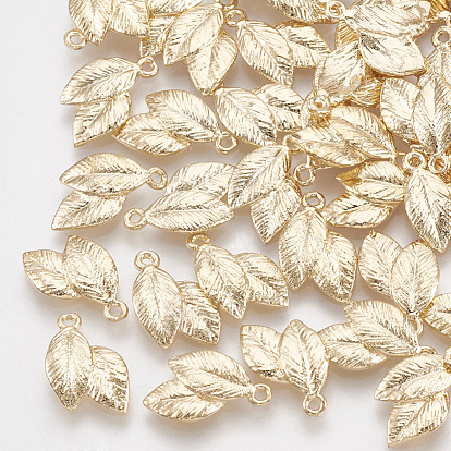 Brass Charms, Real 18K Gold Plated, Leaf