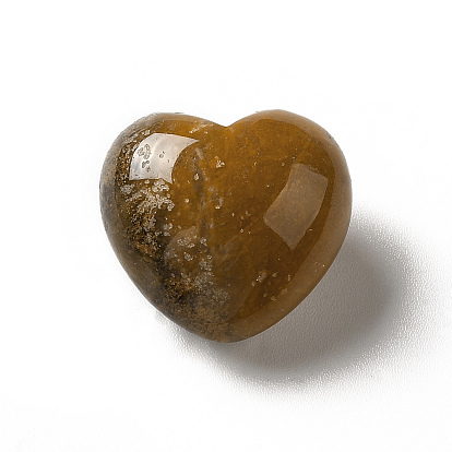 Natural Yellow Chalcedony Heart Love Stone, Pocket Palm Stone for Reiki Balancing
