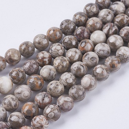 Brins de perles en pierre naturelle maifanite / maifan, ronde