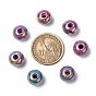 Handmade Porcelain European Beads, Large Hole Beads, Pearlized, Rondelle, 12x9mm, Hole: 4mm