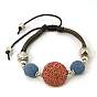 Lava Rock Beads Bracelets, Waxed Cotton Cord with Alloy Findings, 46mm