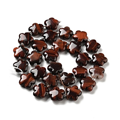 Natural Red Tiger Eye Beads Strands, 5-petal Flower, Dyed & Heated