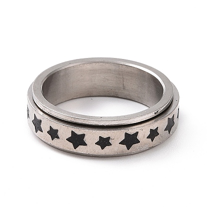 Кольцо с вращающейся звездой из черной эмали, 201 кольцо из нержавеющей стали для снятия стресса