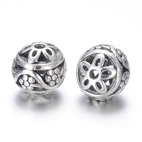 Alloy Beads, Round, Hollow