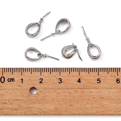 Brass Cup Pearl Peg Bails Pin Pendants, for Half Drilled Beads, 12x2.5mm, Hole: 5x8mm, Pin: 1mm