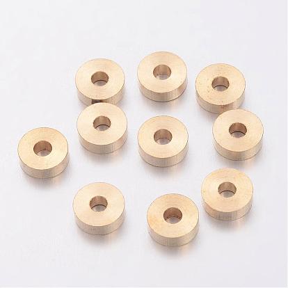 Brass Spacer Beads, Rondelle, 6x2mm, Hole: 2mm