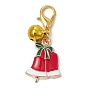 Christmas Alloy Enamel Pendants Decorations, with Alloy Lobster Claw Clasps and Brass Bell Charm, Mixed Shapes