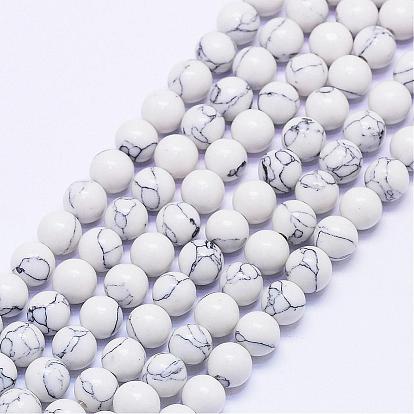 Howlite synthétique brins de perles, teint, ronde