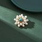 Épinglette de fleur de perle tressée de pierres précieuses et de perles, doré 304 broche en acier inoxydable pour femme
