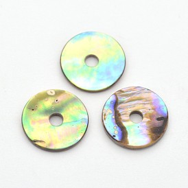 Natural Paua Shell/Abalone Shell Beads, Disc/Flat Round, Heishi Beads, 10x1mm, Hole: 1mm