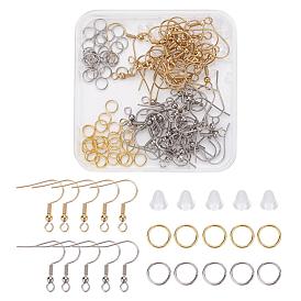 Kit de fabrication de boucles d'oreilles bricolage, y compris 304 crochets de boucle d'oreille et anneaux de saut en acier inoxydable, écrous en plastique
