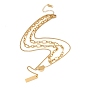 Collier multicouche à double chaîne avec pendentif rectangle, placage ionique (ip) 304 bijoux en acier inoxydable pour femmes