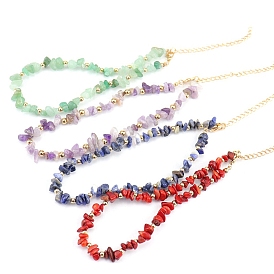 Natural & Synthetic Mixed Gemstone Chip Beaaded Necklaces