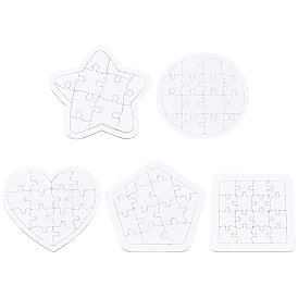 CHGCRAFT 5 Pcs 5 Styles Blank Paper DIY Painting Jigsaw, Children Toys Crafts Jigsaw, Mixed Shapes