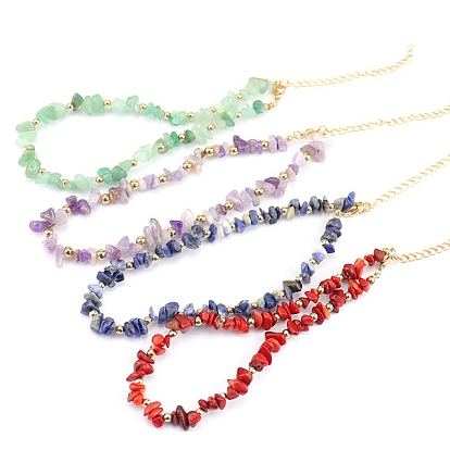 Natural & Synthetic Mixed Gemstone Chip Beaaded Necklaces