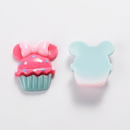 Scrapbook Embellishments Flatback Cute Cupcake with Bows Plastic Resin Cabochons, 20x16x5mm